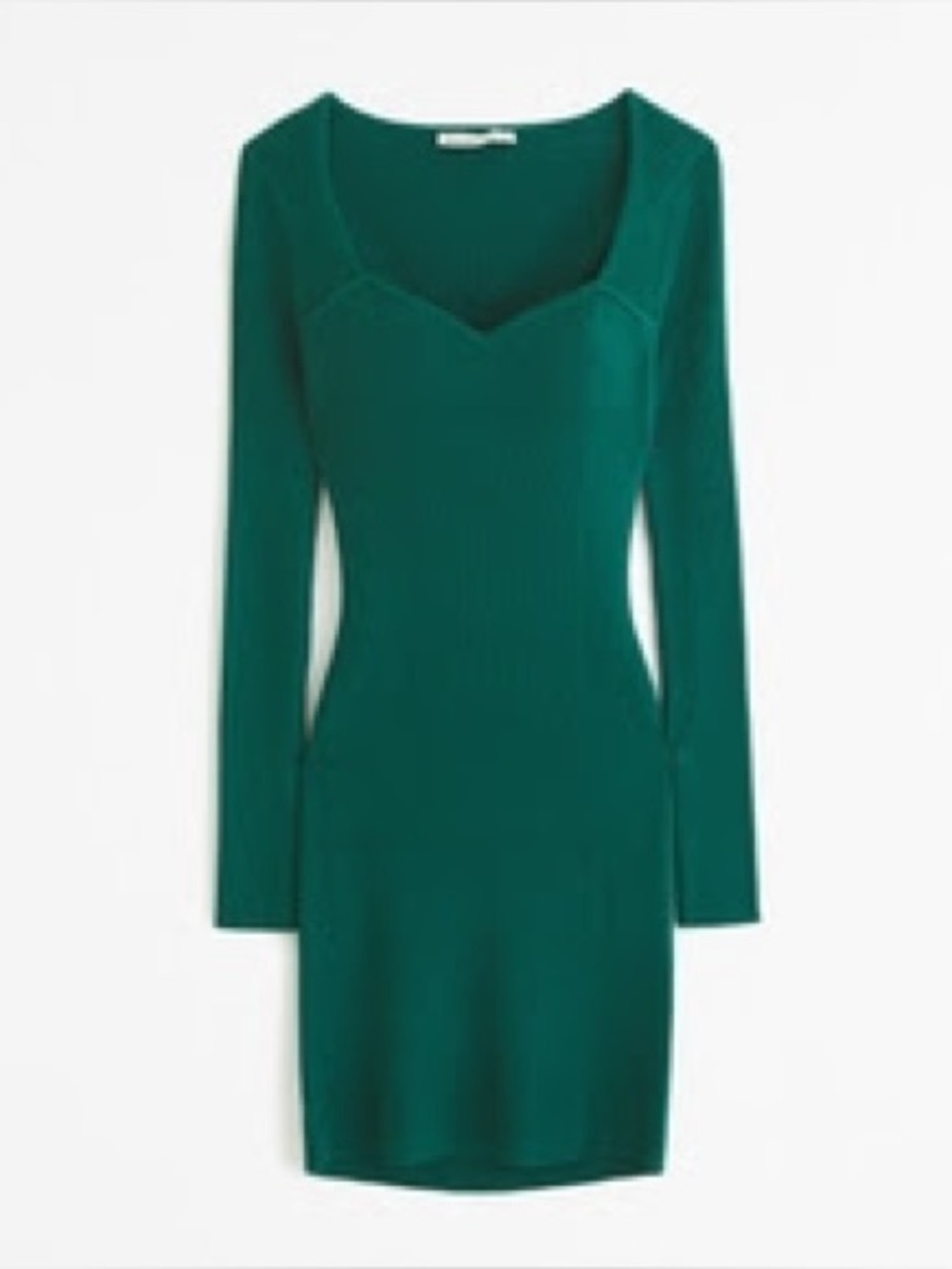 Abercrombie & Fitch Green Long-Sleeve Sweetheart Mini Sweater Dress - XS